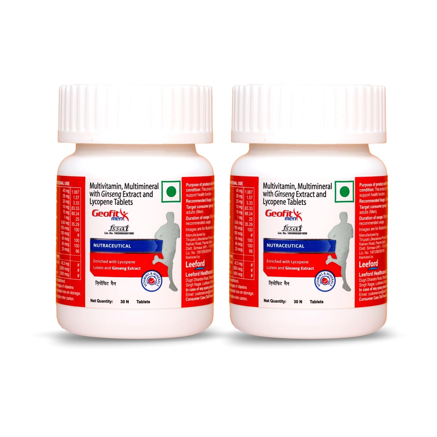 Geofit Multivitamin Tablets Pack of 2 (60 Tablets) For Men with Vitamin C, E, and A, Protein,Ginseng Extract Helps in Maintain Body Weight, Immune System & Healthy Skin (B08FJFJLG2) Amazon Price History, Amazon Price Tracker