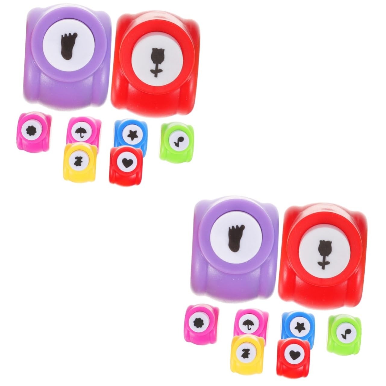 HOMSFOU 2 Set Punzoni Decorativi Per Carta Fustellatrice Manuale Per Scrapbooking E Creazioni Fai Da Te Include Forme Cuore Ombrello Stella Nota Musicale Piedino E Coniglio Per 8 Pezzi*2