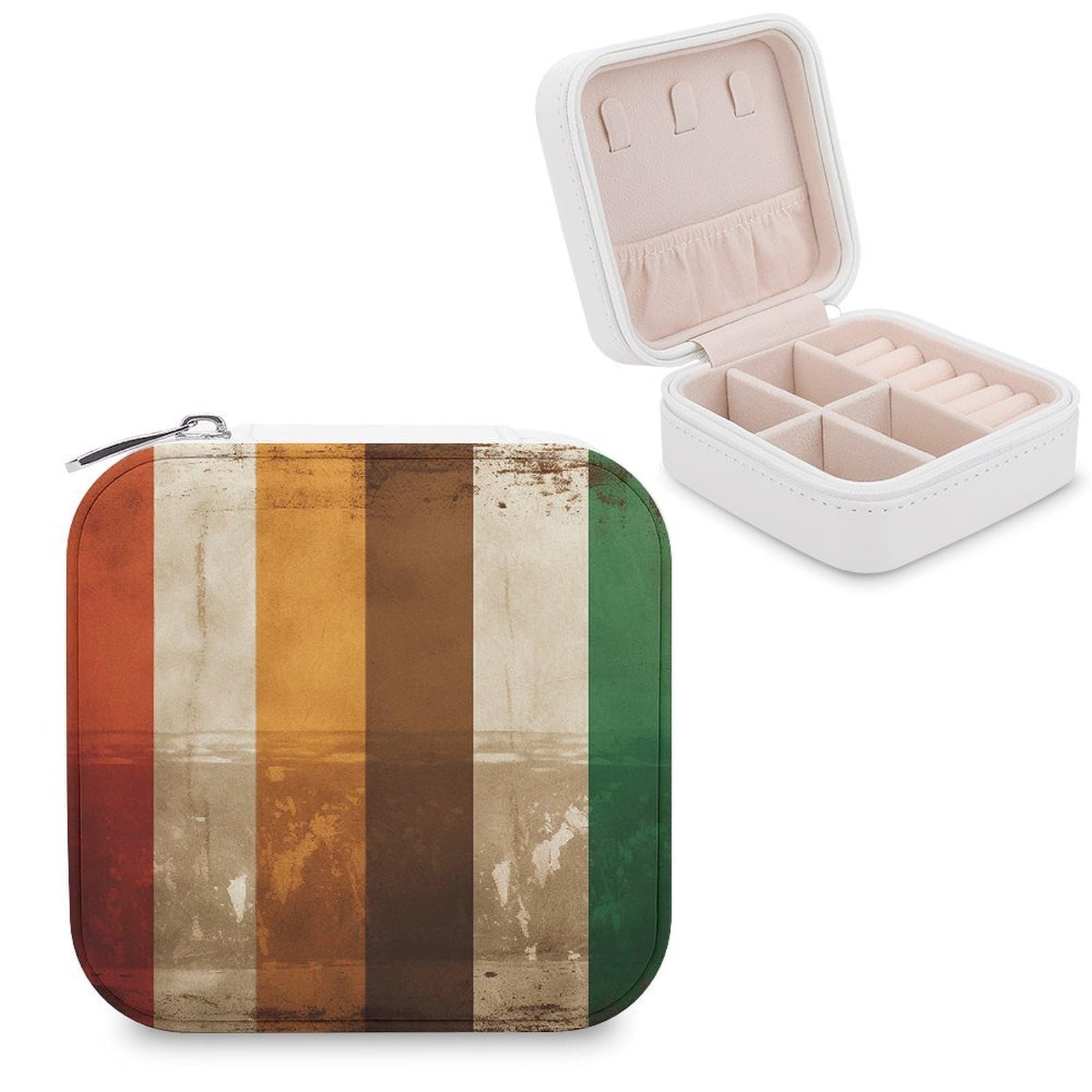 FekiLoot Different Colored Bars Jewelry Case Personalized Leather Jewelry Box Mini Travel Jewelry Case Small Portable Jewelry Organizer for Ring Earrings Necklace Bracelet