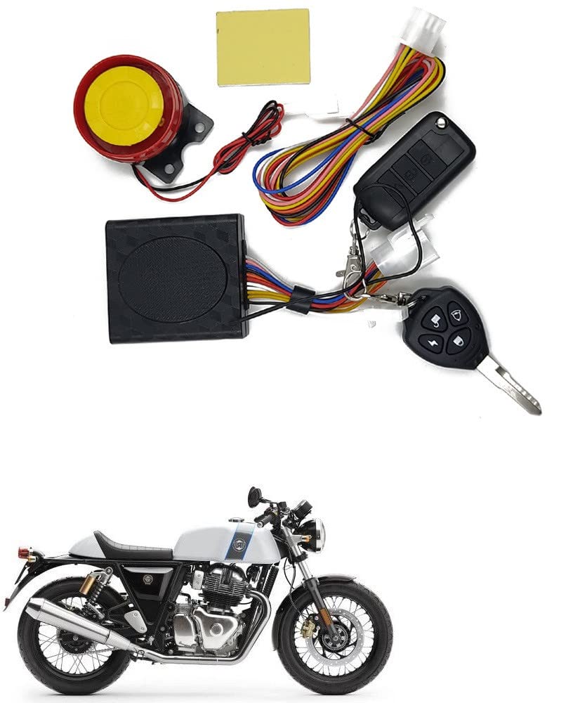 Tubeless Motorcycle/Bike Alarm Security System Button Remote Key Anti-Theft Alarm with Dual Remote Control for Royal Enfield Continental GT