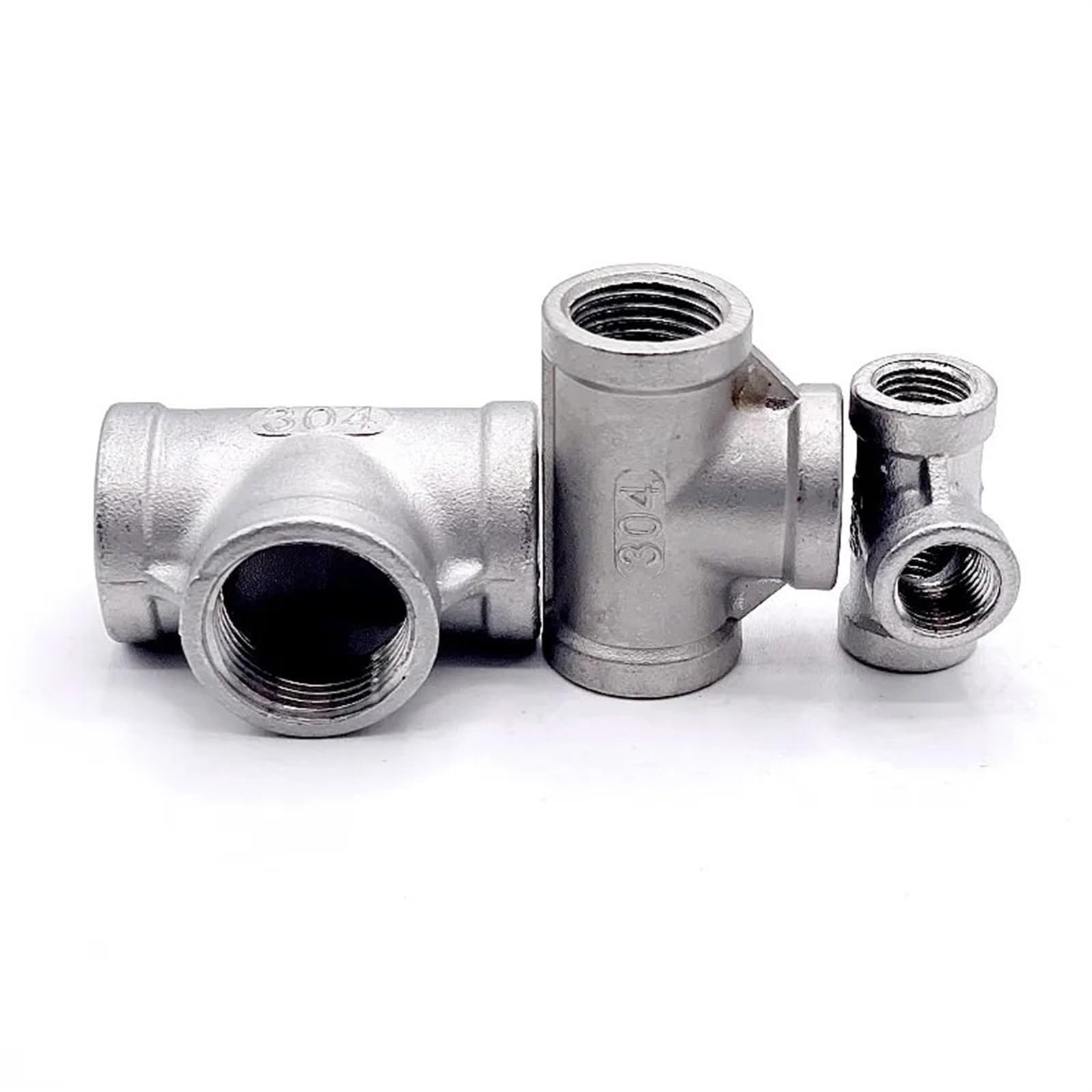 Conector en T de 3 vías Adaptador de Acero Inoxidable Rosca Hembra BSP Accesorio for tubería Agua en T 3 vías(2")
