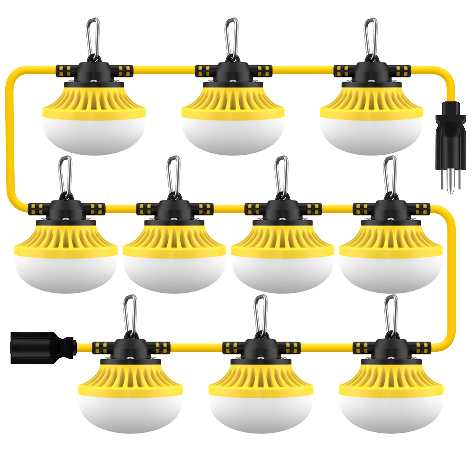 Construction String Lights LED Industrial Grade,Super Bright String Work Lights Best for Construction Sites, Renovation,Mine, cave, Outdoor (100FT-10Bulbs)