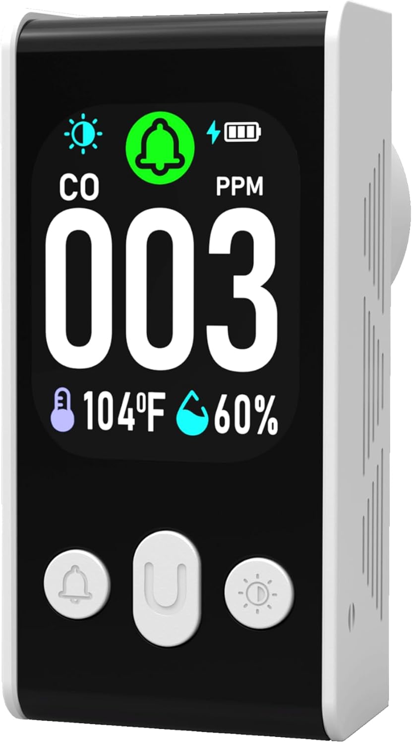 Protmex Carbon Monoxide Detector, 3-in-1 Plug-in CO Alarm with Temperature & Humidity Monitor, Smart Air Quality Monitor with Digital Display, Dual Alert, Back-Up Battery for Home, Bedroom, RV