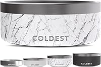 Vista 53 de Coldest Cuenco de metal antioxidante, antideslizante, 3 capas aisladas, acero inoxidable, perro, gato, mascota, antiderrames, sólido, para agua