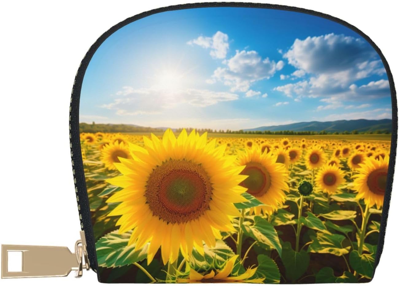 Yellow Sunflowers2 print Wallet Credit Cards Holder Business Card Case for Men Women Compact Size for Adults