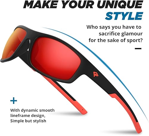 Miniatura 3 de TOREGE Gafas de sol polarizadas deportivas para hombres y mujeres marco duradero ciclismo correr conducir pesca senderismo gafas TR19