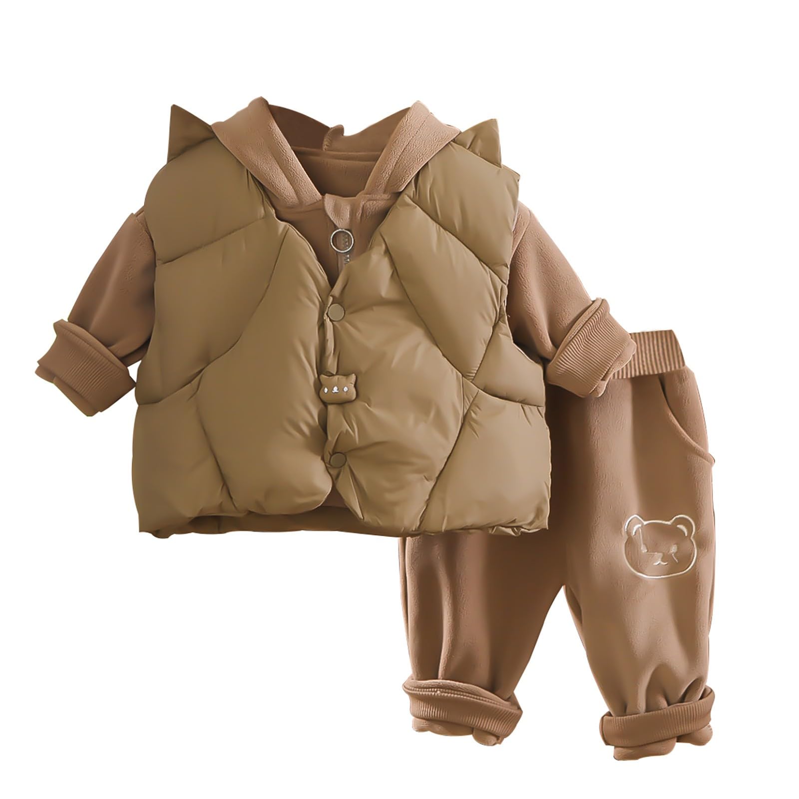Cocila Mädchen Jogginganzug Sweatshirt Jogginghose Set Und Winter Anzüge Baby Weste Hoodie Hosen Plus Fleece Verdickt Drei Stück Holzfällerhemd Trainingsanzug Kinder Jungen Kleidung Anziehsachen