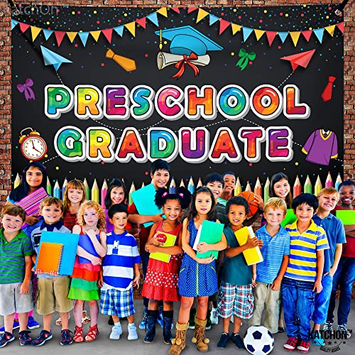 Image of KatchOn, Preschool Graduation Banner - 72x44 Inch | Preschool Graduation Decorations 2026 | Kindergarten Grad Decoration | Congratulations Graduate Banner | Congrats Grad | Grad Party