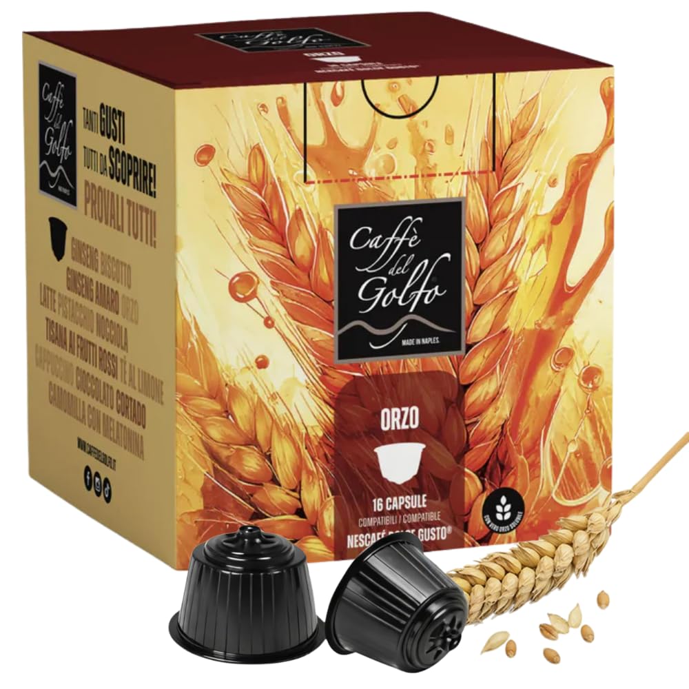 Caffè del Golfo Orzo Compatibili con Dolce Gusto, 16 Capsule Autoprotette, Bevanda Solubile dal Gusto Morbido e Naturale (160 CAPSULE)
