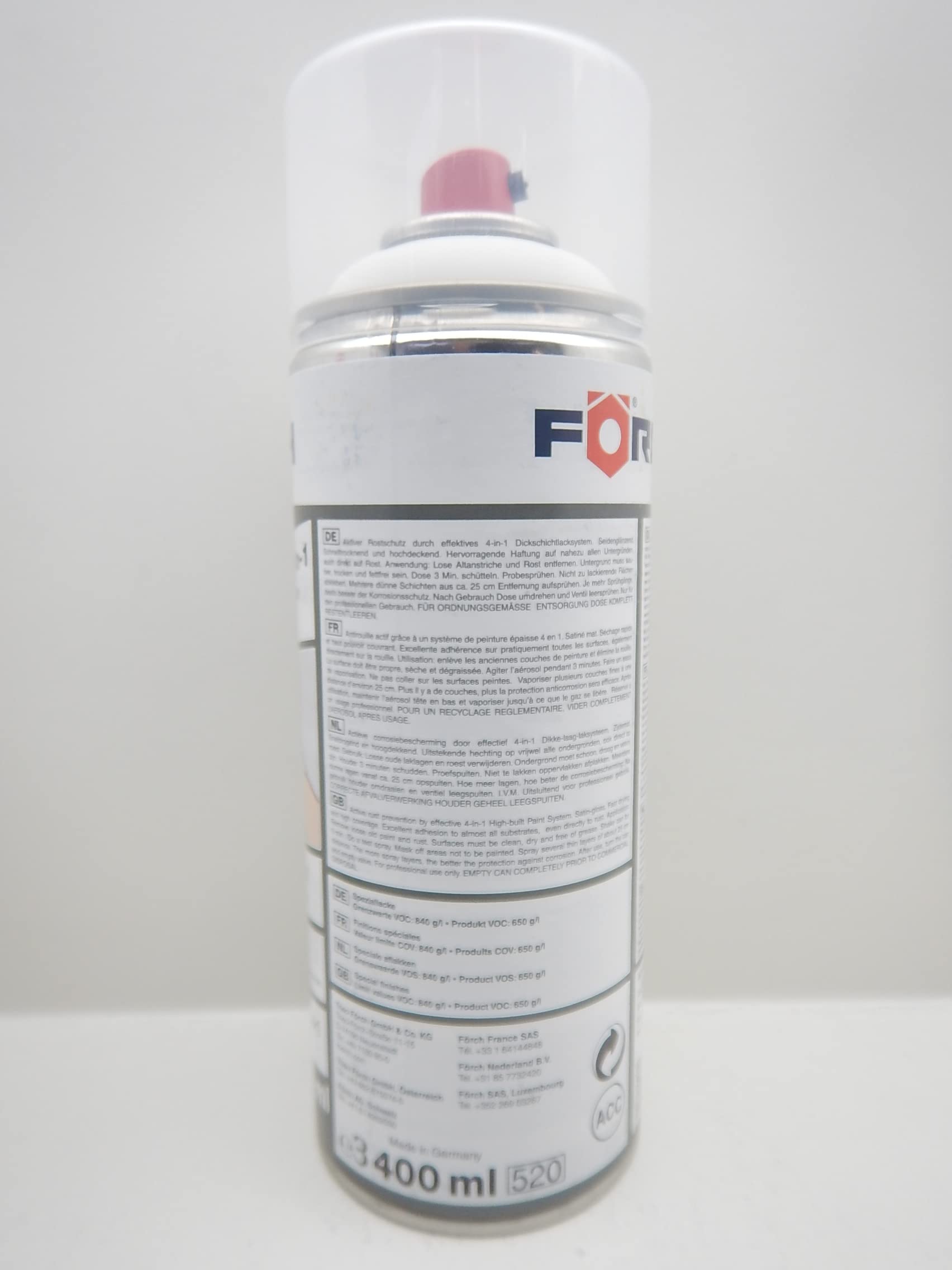 FORCH PERLWEISS Weiss RAL 1013 Lack LACKSPRAY Spray SPRAYDOSE 400ML (3