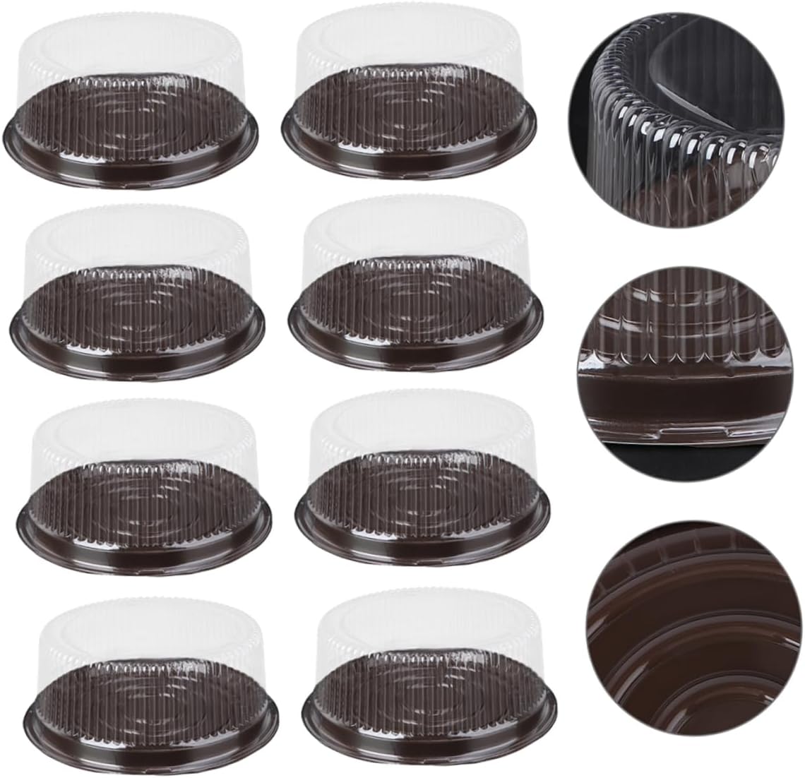 Unomor 30pcs Transparent Plastic Cake Boxes Dome Cover Mousse Packing Box for Muffins Treats Design for Home Bakery Use View Cake Holder Shape