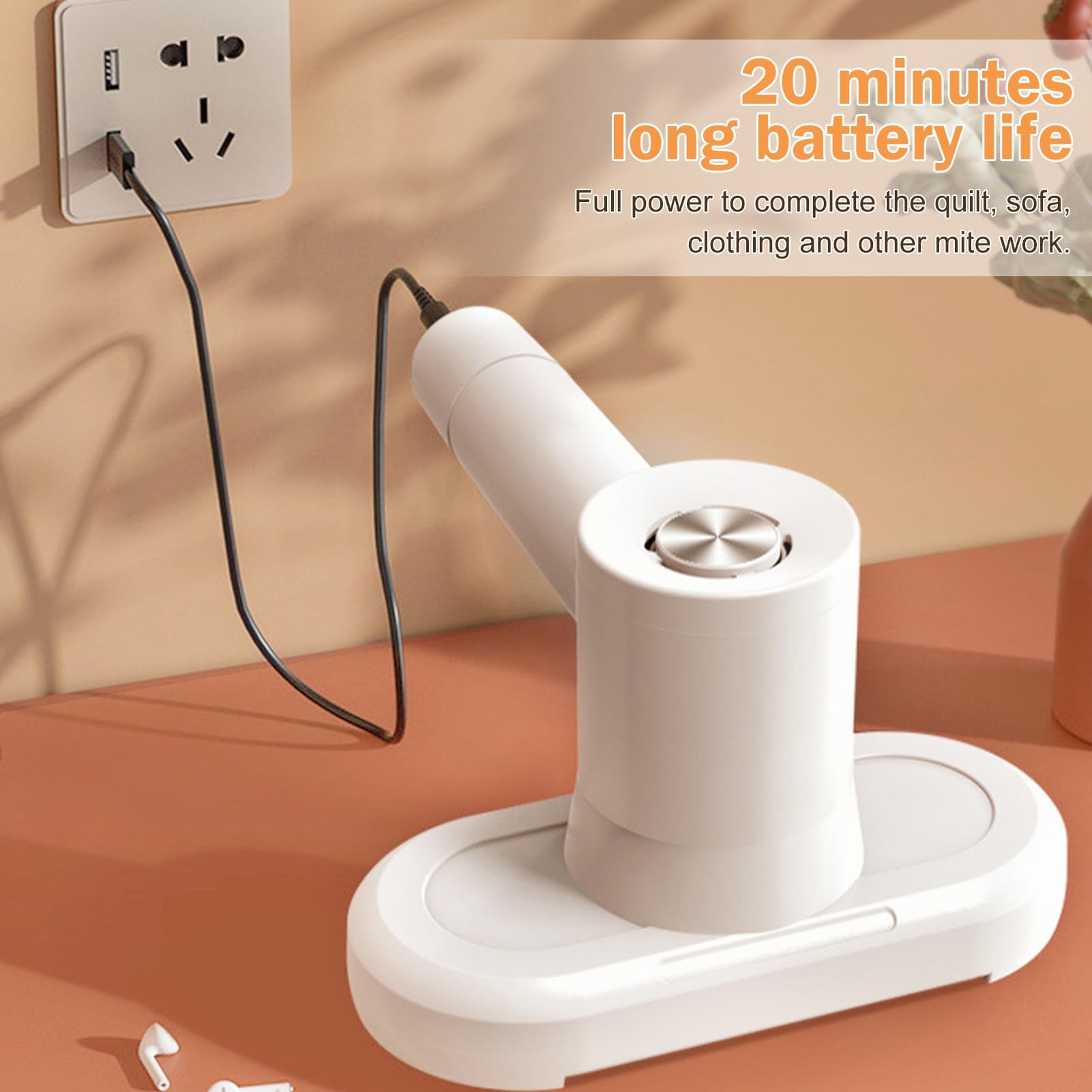 Yaasier Aspirapolvere per acari con luce UV, mini aspirapolvere con filtro HEPA, Aspirapolvere portatile senza fili con contenitore per la polvere permanente, per materassi, divani, cuscini, tappeti