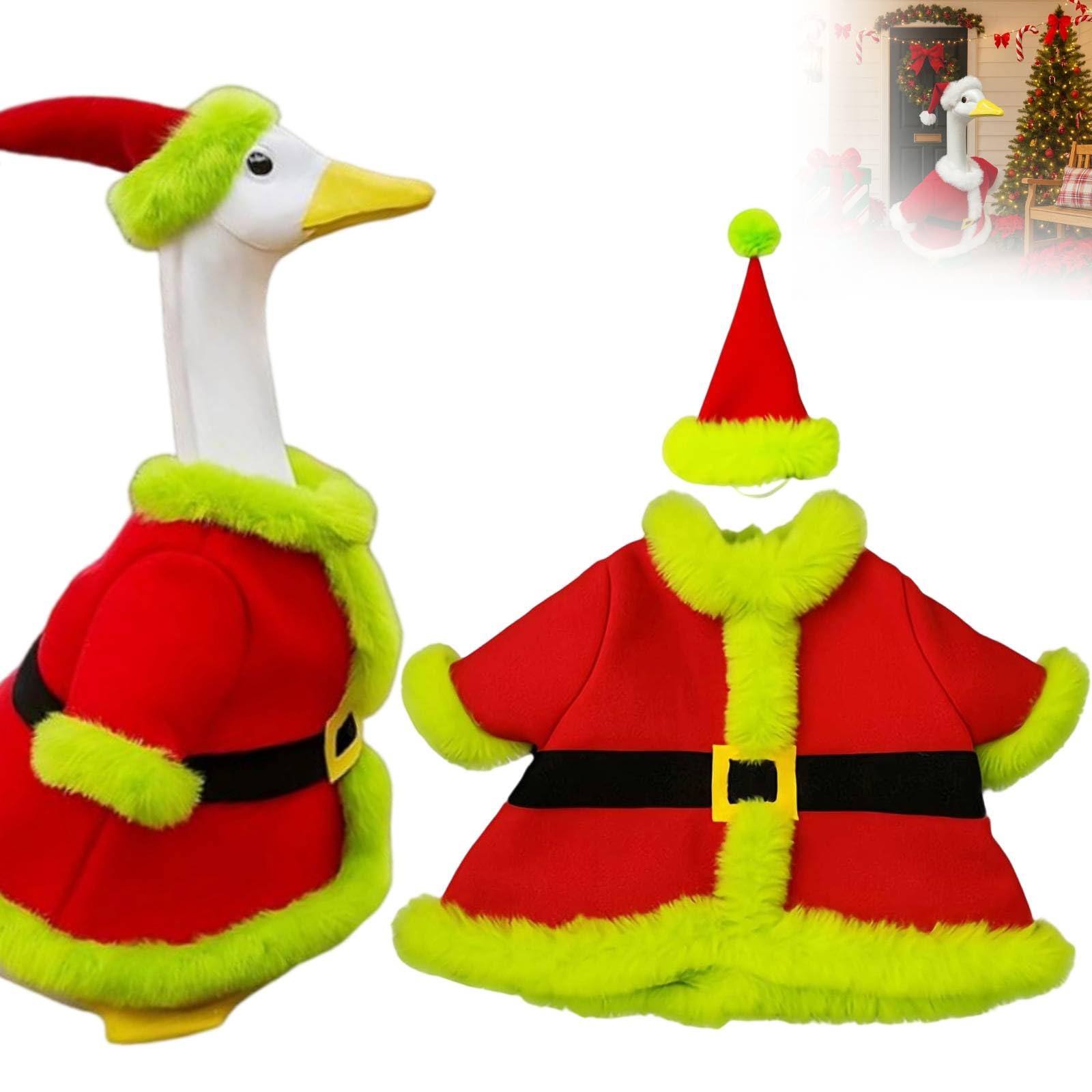 Weihnachts-Gans-Outfit, Weihnachtsmann-Veranda-Gans-Outfits, Weihnachts-Gans-Kleidung, albernes Rasengans-Kostüm für 58,4 cm Veranda, Gänseente, Dekoration, für Veranda, Garten, Innendekoration (Grün