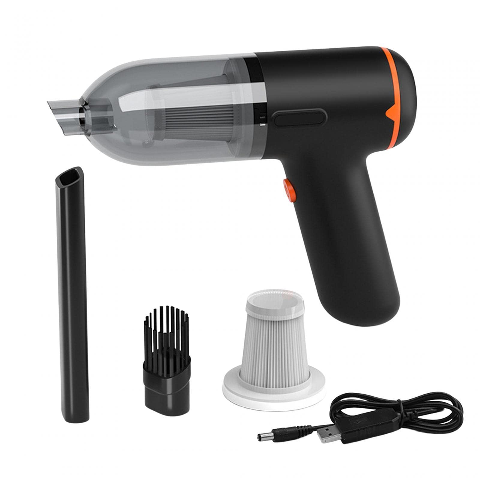 LOOM TREE® Portable Mini Car Vacuum Duster Strong Suction for Bed Desktop Pillows Black and Orange | Household Supplies & Cleaning | Vacuum Cleaners-image-39