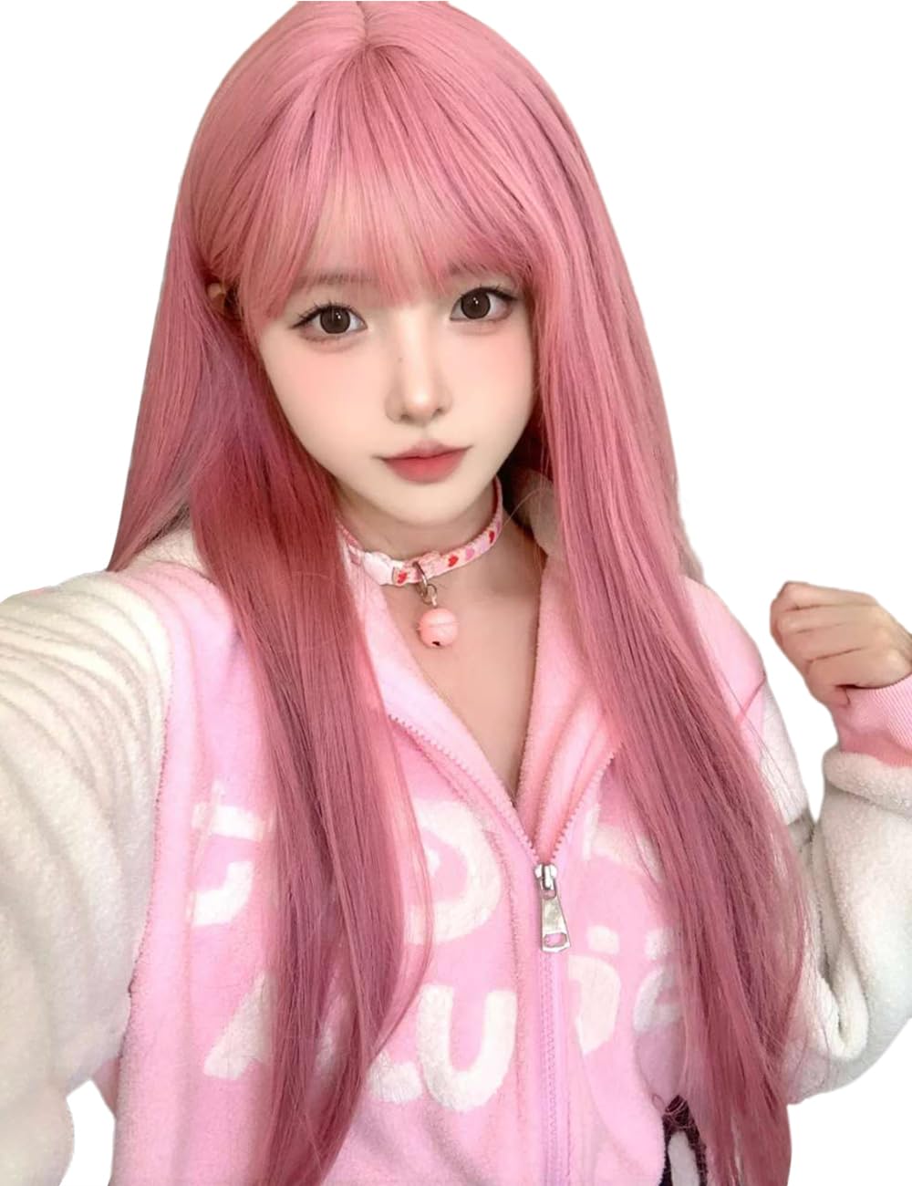 Amazon.co.jp: Vigorousウィッグ ロング ピンク ストレート レディース 