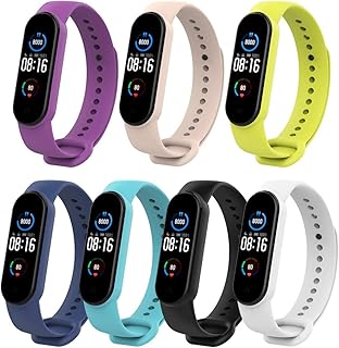 Kit 7 Pulseiras NSmart compatíveis com MI BAND 5/6 + Película - Nandos-Store (Kit 7 Roxa+Rosa sand+Verde limão+Azul escuro+Azul céu+Preta+Branca)