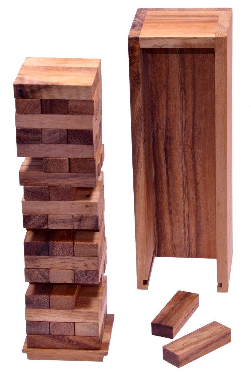 LOGOPLAY Torre tambaleante tamaño. S - 23 cm de Altura - Condo - Torre de Madera - Juego de Habilidad - Juego de Tablero de Madera Marrón