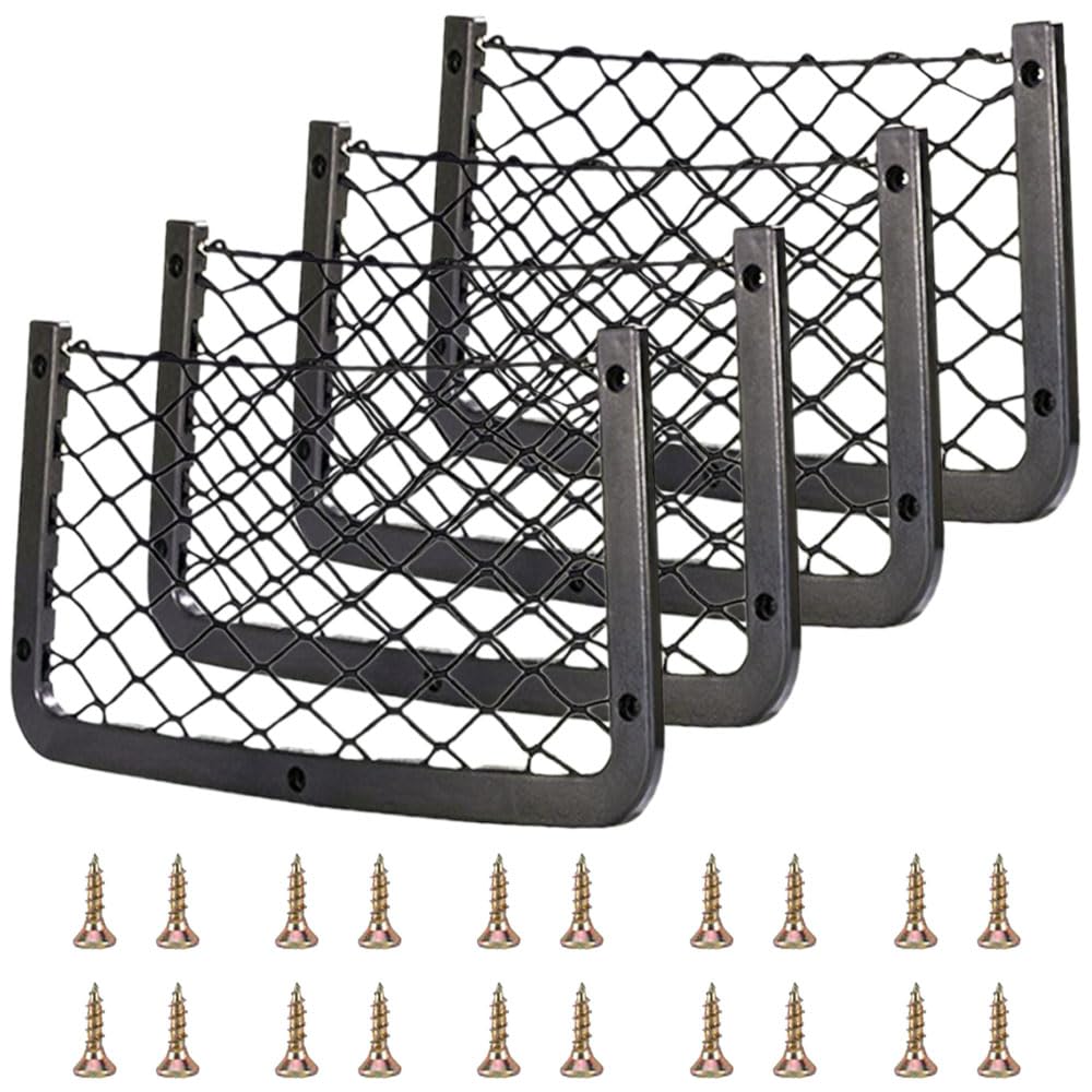 Storage Nets for Campervans, 4Pcs Elastic Mesh Van Storage Nets Pocket Holder, Van Motorhome Caravan Boat Car Storage Solutions Ideas Accessories for Storing Phone/Water Bottle/Toiletry (32 * 21cm)