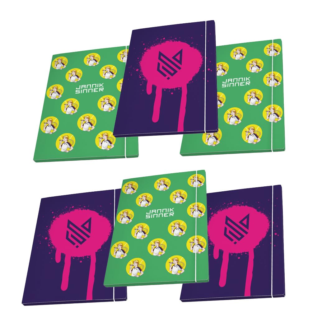 Pack of 6 Folders 3 Lembi, Jannik Sinner by Pigna