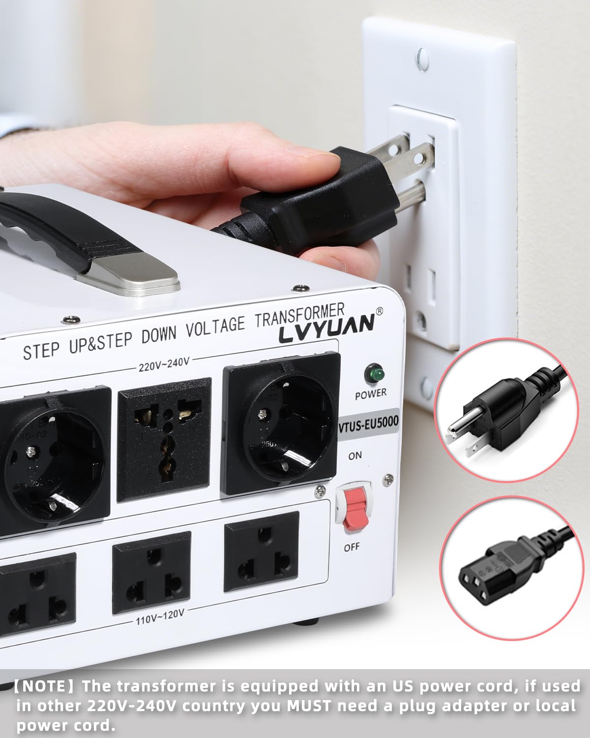 LVYUAN Trasformatore di tensione da 5000 W, convertitore di potenza Step Up da 110 V a 220 V, Step Down da 220 V a 110 V, 110/120 Volt - 220/240 Volt