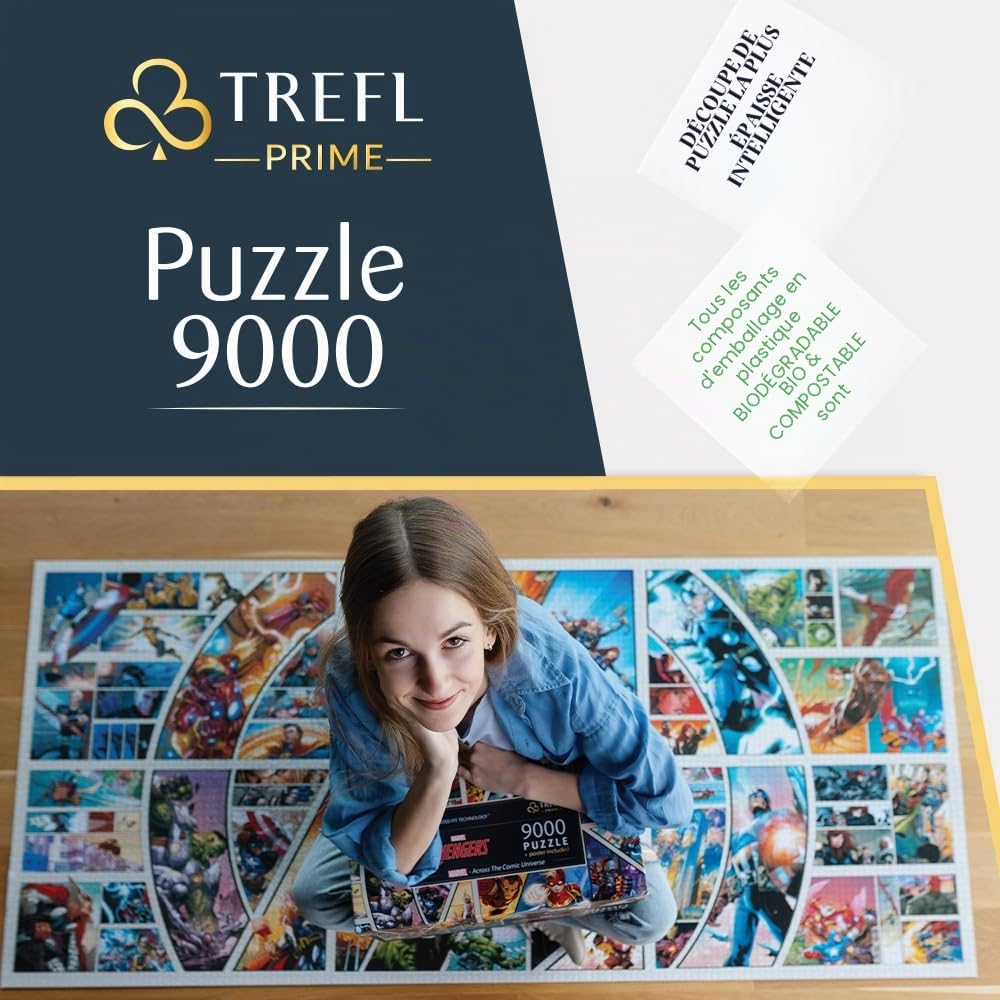 Trefl Prime - Puzzle UFT: Marvel - Across The Comic Universe - 9000 Pièces, Grand Puzzle, EKO, Collage avec des Personnages de Contes de Fées, Divertissement pour Enfants à Partir de 12 Ans