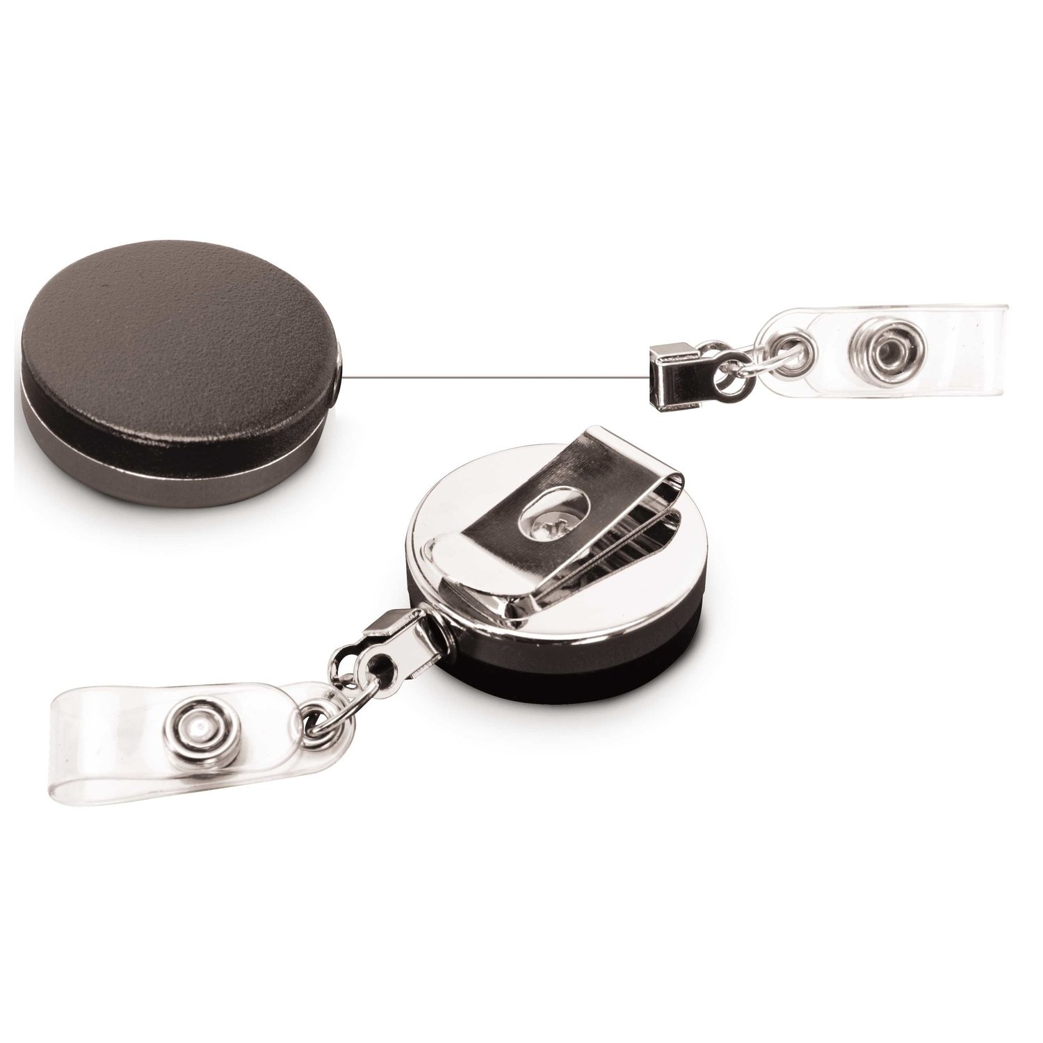 Swingline GBC Metal Retractable Badge Reel with Strap, Black, 6 Pack (3748105)