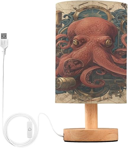 Miniatura 1 de Lámpara de mesa de pulpo Steampunk con puerto USB, lámpara de mesa de noche, lámpara de escritorio para dormitorio, sala de estar, lámpara de noche