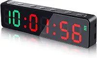 PELLOR Relógio de ginástica portátil, temporizador de intervalo de treino com ímã poderoso e tecla de atalho, cronômetro, brilho ajustável, relógio de treino para casa/garagem/boxe