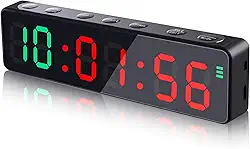 PELLOR Relógio de ginástica portátil, temporizador de intervalo de treino com ímã poderoso e tecla de atalho, cronômetro, brilho ajustável, relógio de treino para casa/garagem/boxe