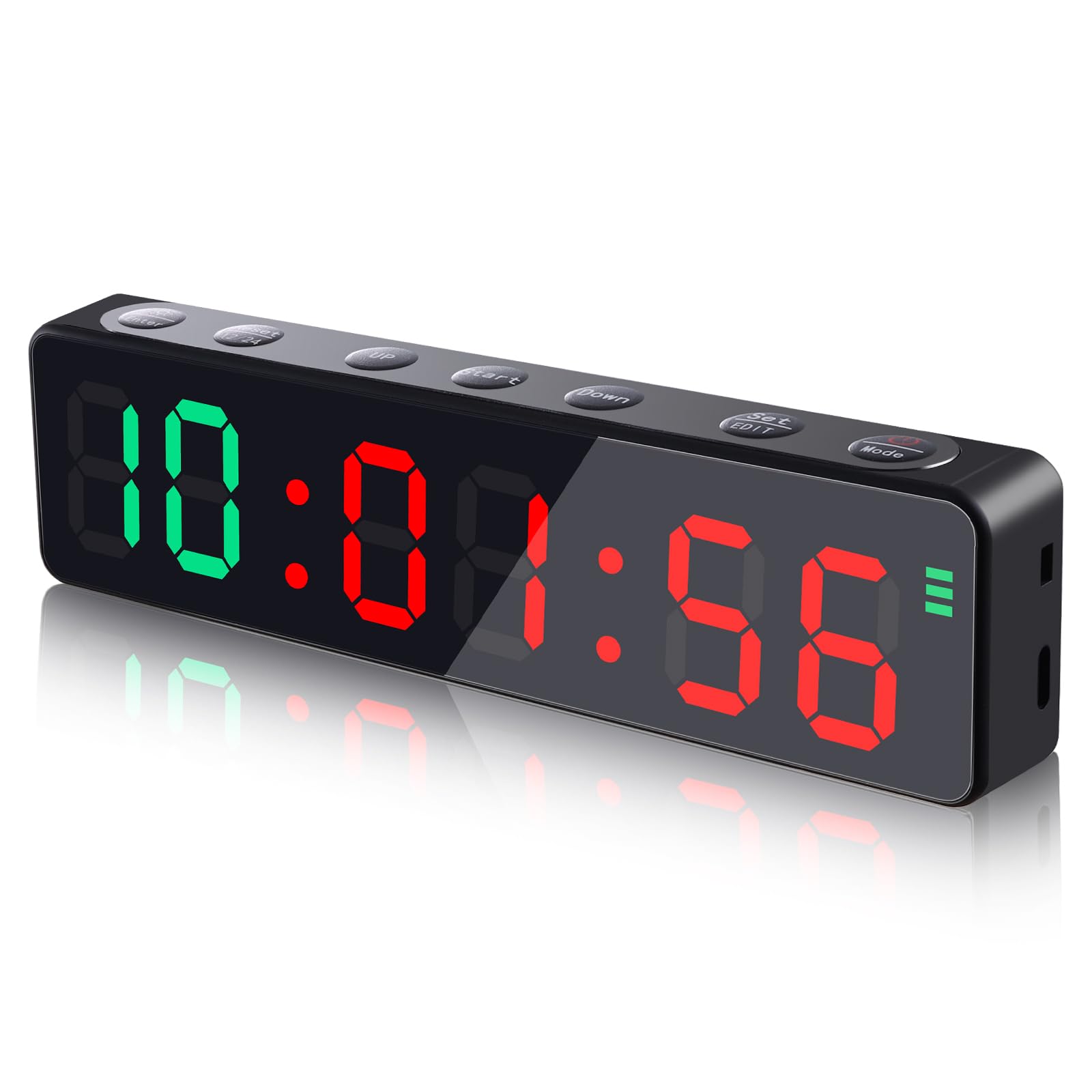 PELLOR Temporizador Multifunción para Gimnasio - Cronómetro LED Magnético Recargable con Modos (HIIT/Tabata/FGB/EMOM/MMA), 5 Niveles Brillo, Cuenta Regresiva/Progresiva para Fitness