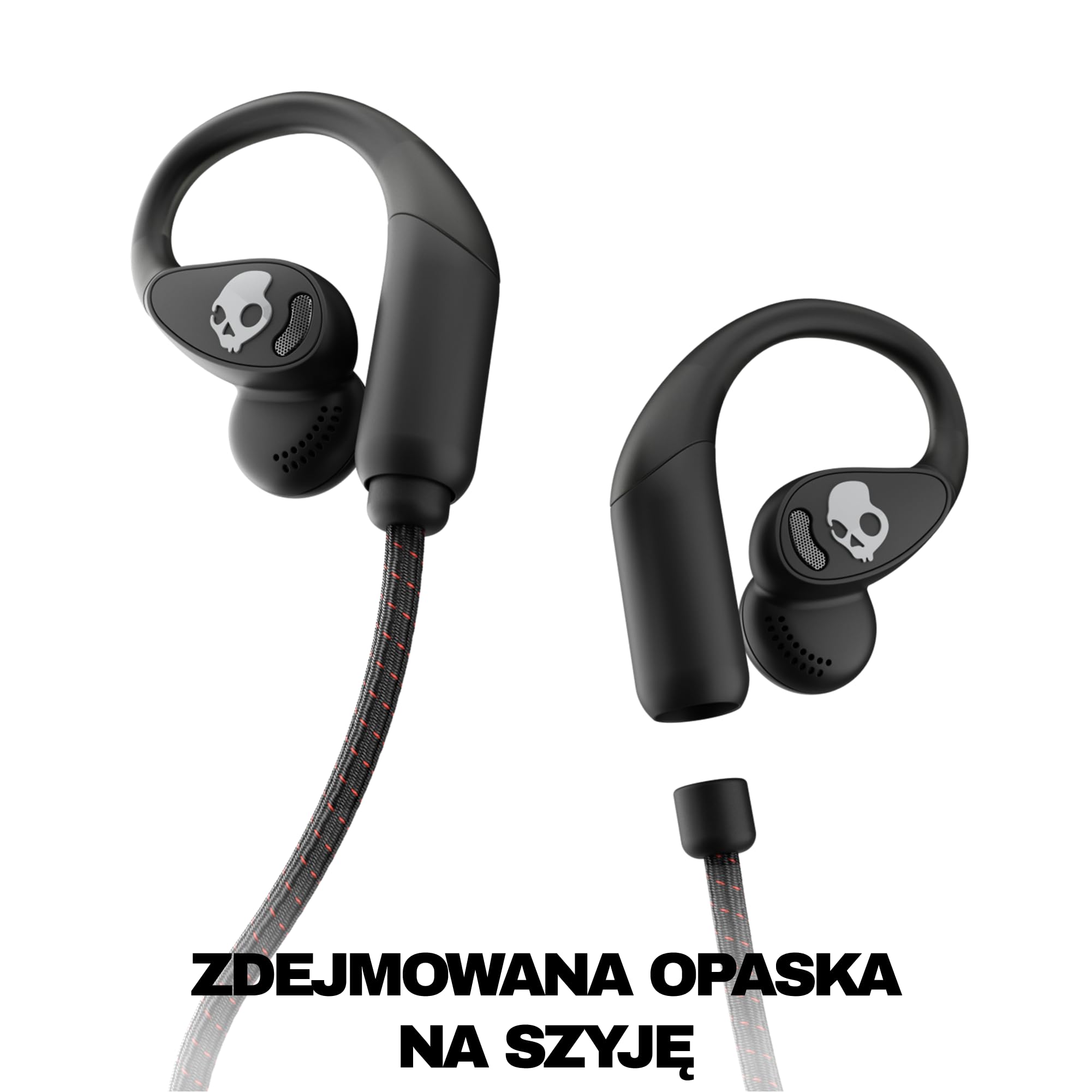 Skullcandy Push 540 Open Bezprzewodowe Słuchawki Bluetooth o Otwartej Konstrukcji, Odporne na Pot i Wodę, 42 Godz. Słuchania, Zdejmowana Opaska na Szyję, Dokładne Dopasowanie - Czarny