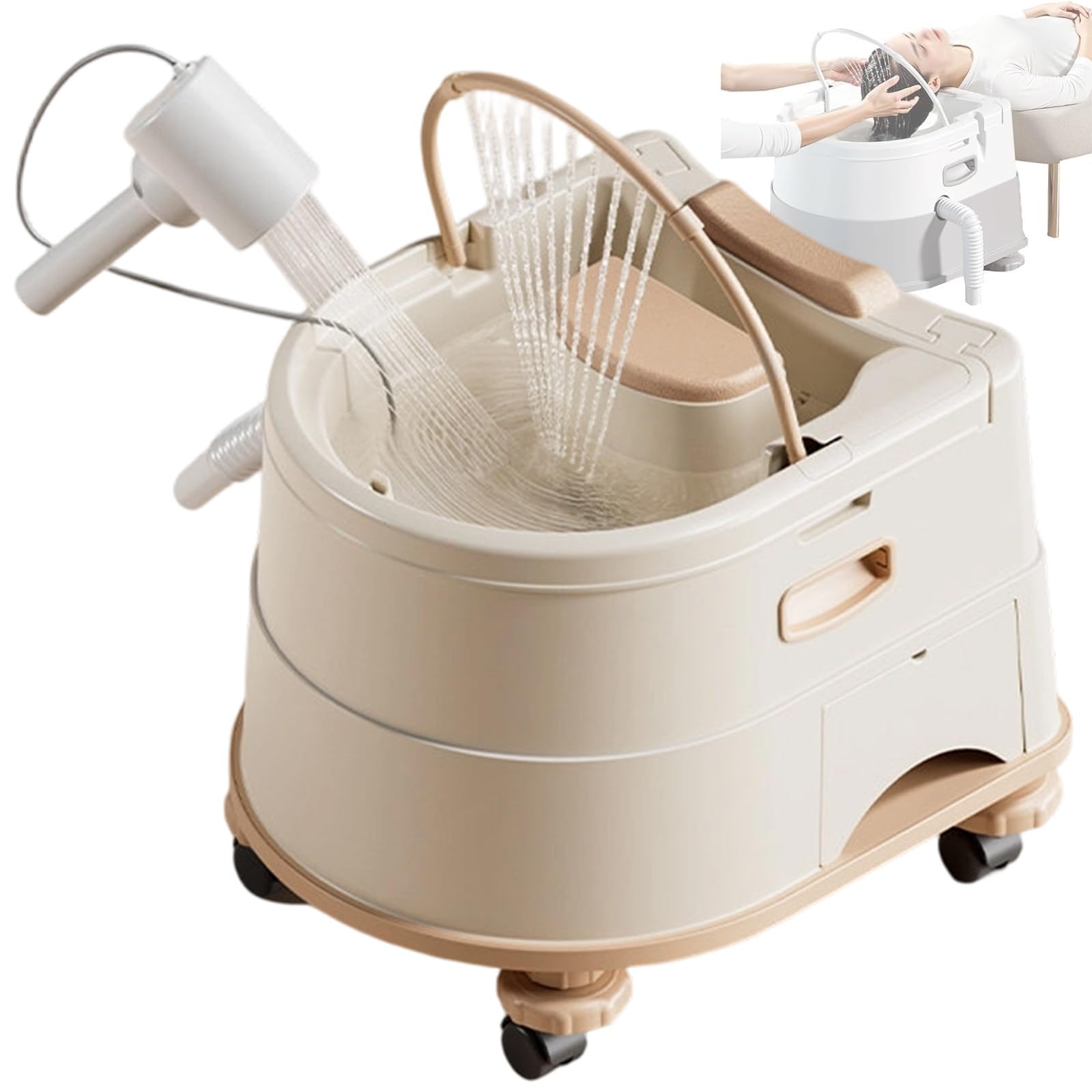 GwlThixion Head Spa Shampoo Basin, Portable Head Spa Attachment for Shampoo Bowl, Constant Temperature Water Circulation and Warm Steam for Scalp Care Apricot-Package7