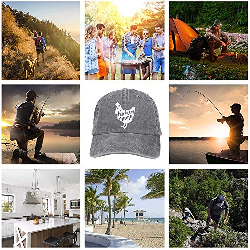 Image of Chicken Mama Hat, Farm Hen Baseball Cap Vintage Washed Distressed Denim Adjustable Dad Hats