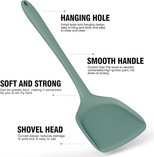 Miniatura 8 de AOTHOD Juego de utensilios de cocina de silicona, resistentes al calor, espátula, cuchara, juego de utensilios de cocina antiadherentes, aptos para