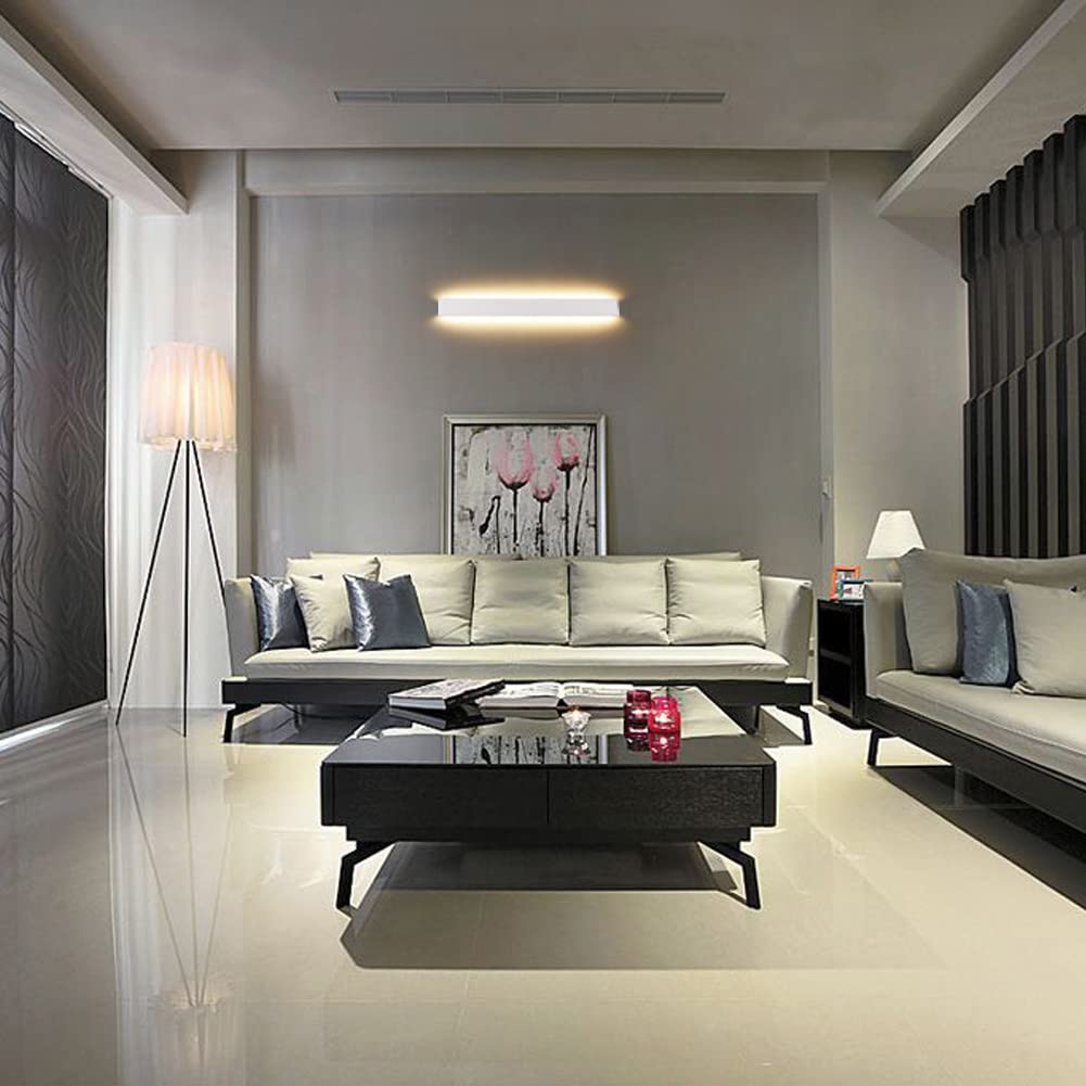 Klighten Lampada da Parete LED Interno 30W, 91cm Applique da Parete Alluminio Moderne, Lampada Muro Up Down per Soggiorno, Camera da Letto, Corridoi, 3000 Lumen, Bianco Caldo 3000K, Bianco