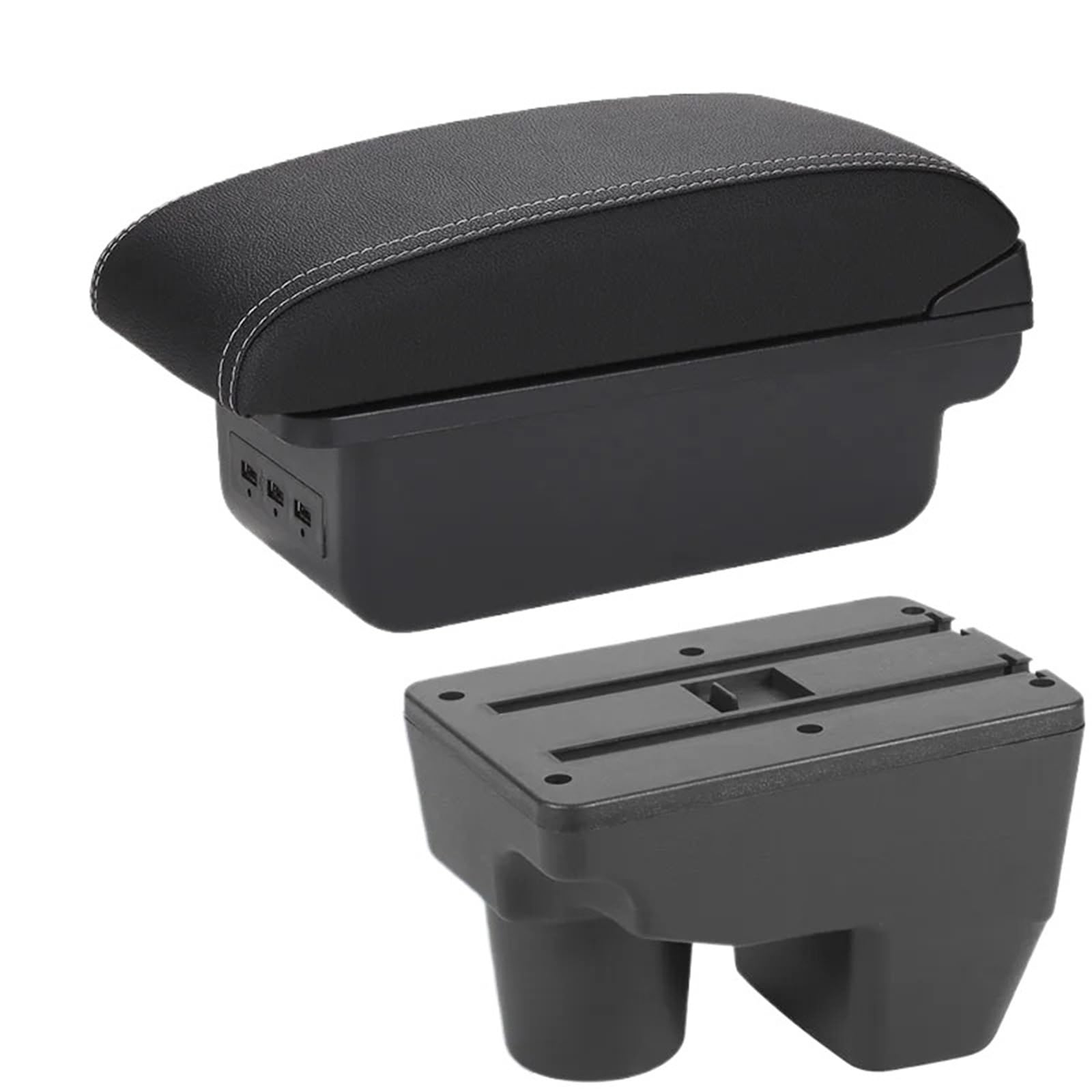 NOKRGQW Car Armrest Box For Toyota For Yaris 2021 2022 2023 2024 Car Armrest Storage Box Retrofit Parts Interior Car Accessories(B3 Black white 3USB)