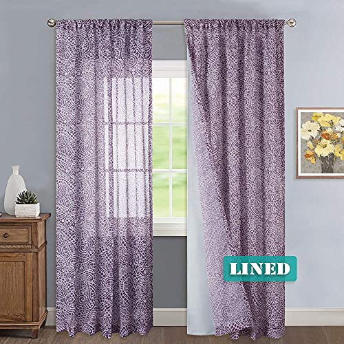 Kgorge Blackout Curtain Liners For Window Bundles Printed Curtain For Living Room #TOP2