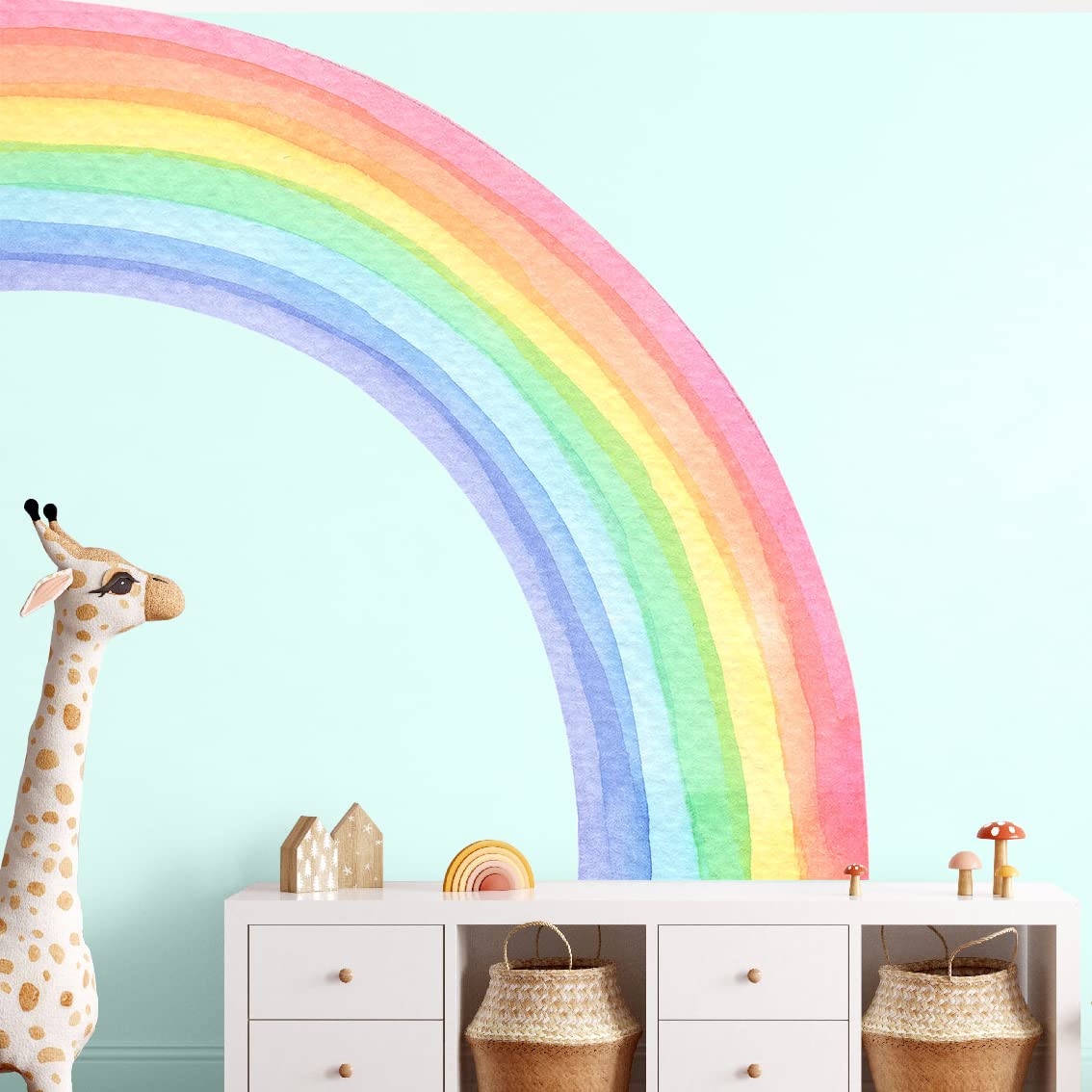Amaonm Removable Large Boho Watercolor Half Rainbow Wall Stickers ...