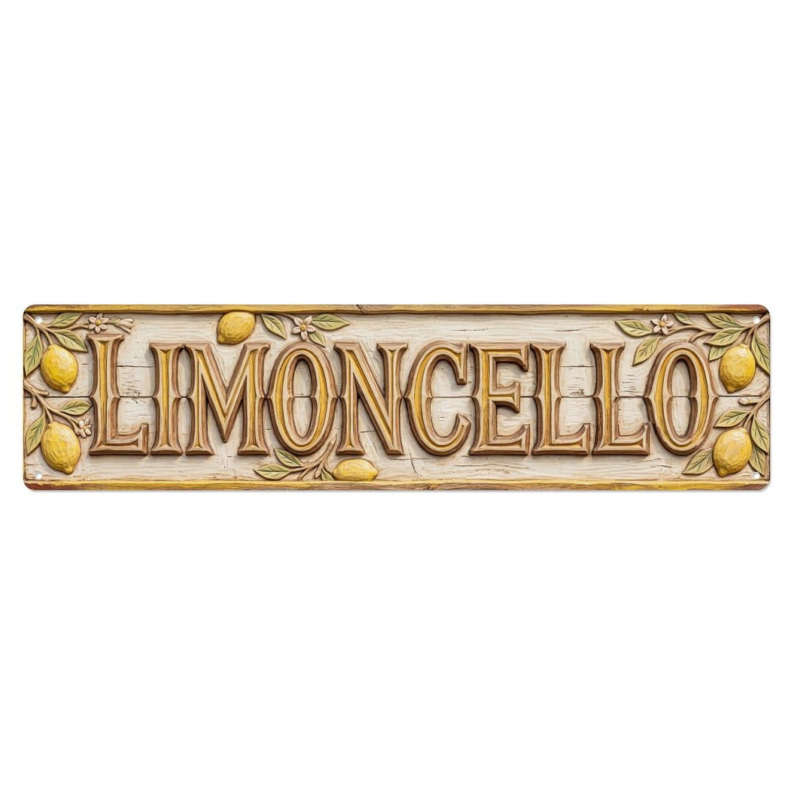 Vintage Limoncello Carved Heritage Lemon Metal Tin Sign Plaque Wall Decor for Cafe, Club, Garden Metal Poster 4x16Inch