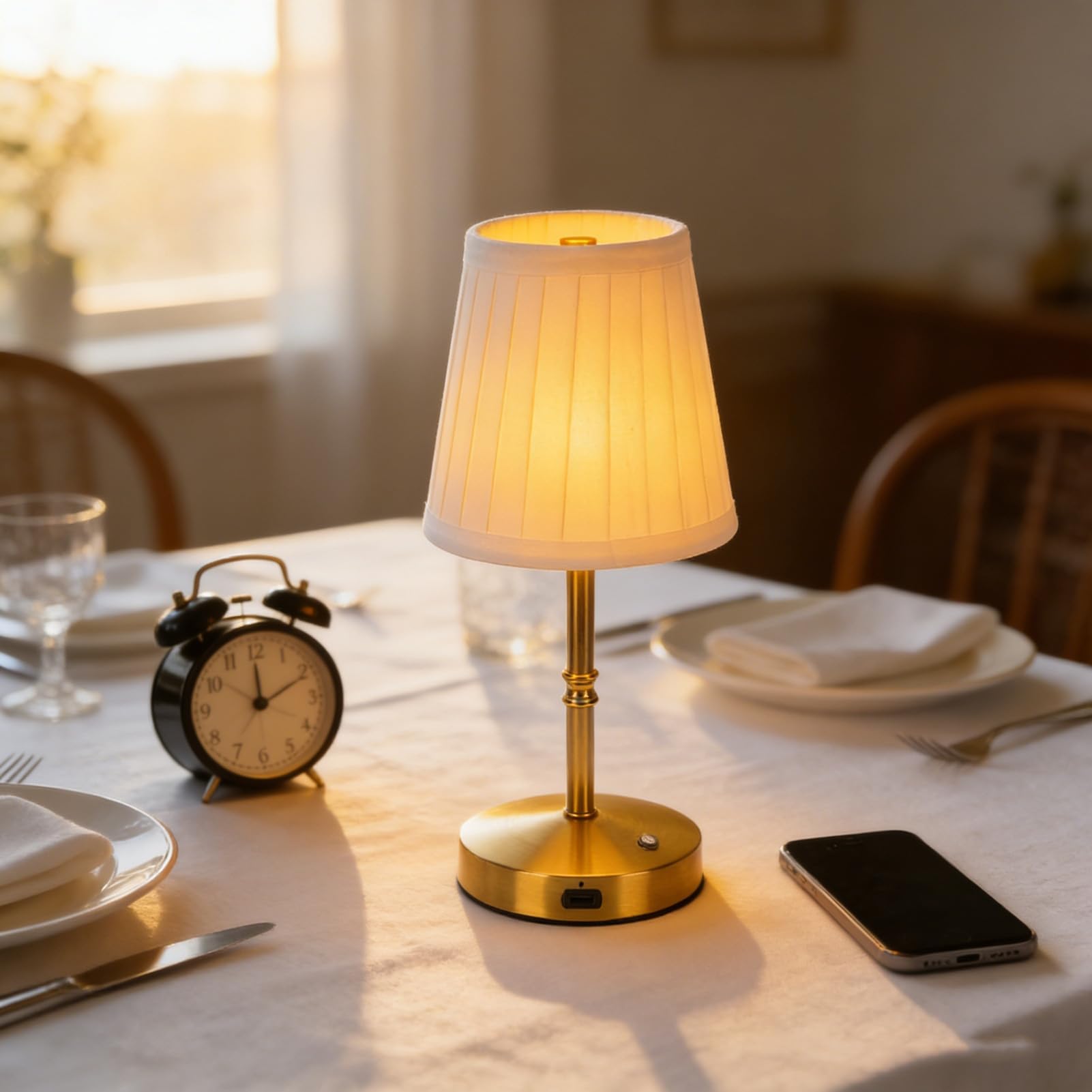 Wiederaufladbare kabellose LED-Schreibtischlampe Touch-Steuerung dimmer Stoffschirm tragbares batteriebetriebenes Nachtlicht für Schlafzimmer Heimbüro und Arbeitszimmer