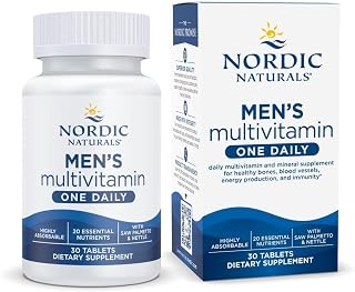 Un multivitamínico diario para hombres de Nordic Naturals: 30 comprimidos, suministro para 1 mes | 20 nutrientes esenciales para el soporte de los huesos, la energía y los vasos sanguíneos. Suplemento de inmunidad. 1 tableta diaria. 30 porciones.