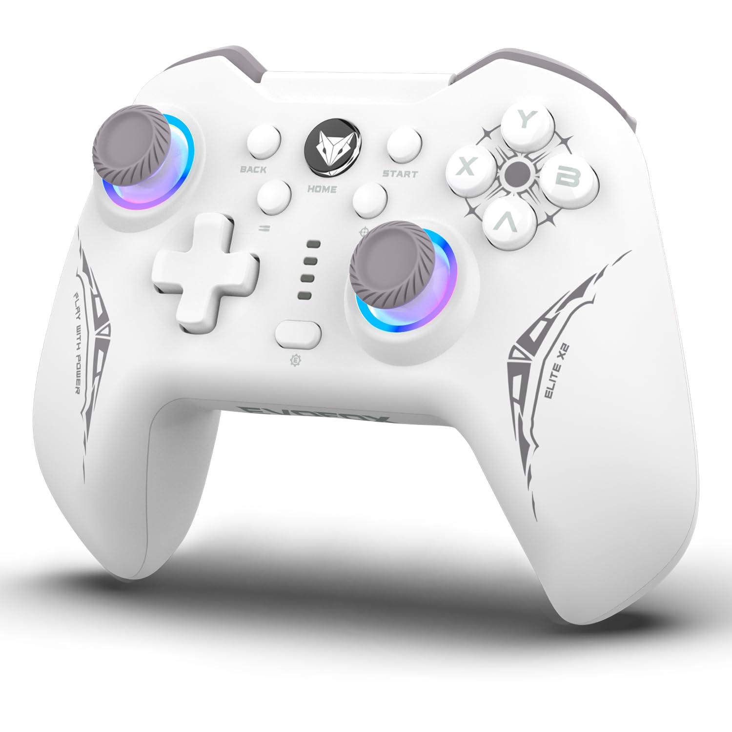 EvoFox Elite X2 Wireless Gaming Controller For PC with 1000Hz Polling Rate, Dual-Mode (2.4G & Type C), Hallsense™ Magnetic Hall 3D Joysticks & Triggers, EZ Click Macros, Dual Vibration Motors(White)