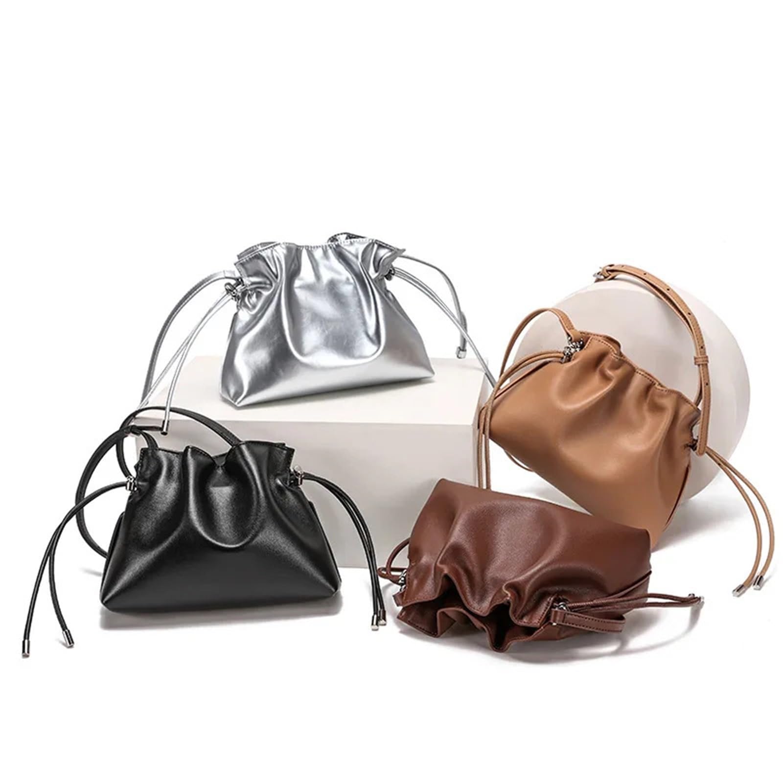 Bolso bandolera plisado de lujo con diseño nube: bolso piel auténtica cordón ajustable, un pequeño y versátil for una dama elegante Para Viajes Compras Trabajo Citas