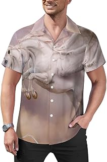 Pegasus Unicorn Mens Shirts Hawaiian Short Sleeved Cuban Collar Graphic Tees Tops