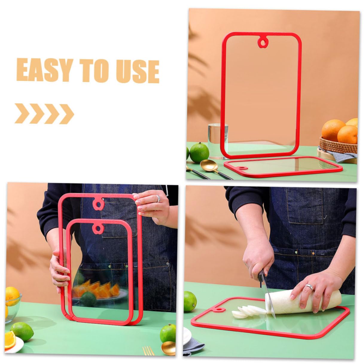 DOITOOL Tabla de Corte de Vidrio Templado Pequeña para Cocina Superficie Lisa y Resistente Práctica para Cortar Frutas y Verduras Diseño Rectangular Pulido Tablero Multifuncional Seguro