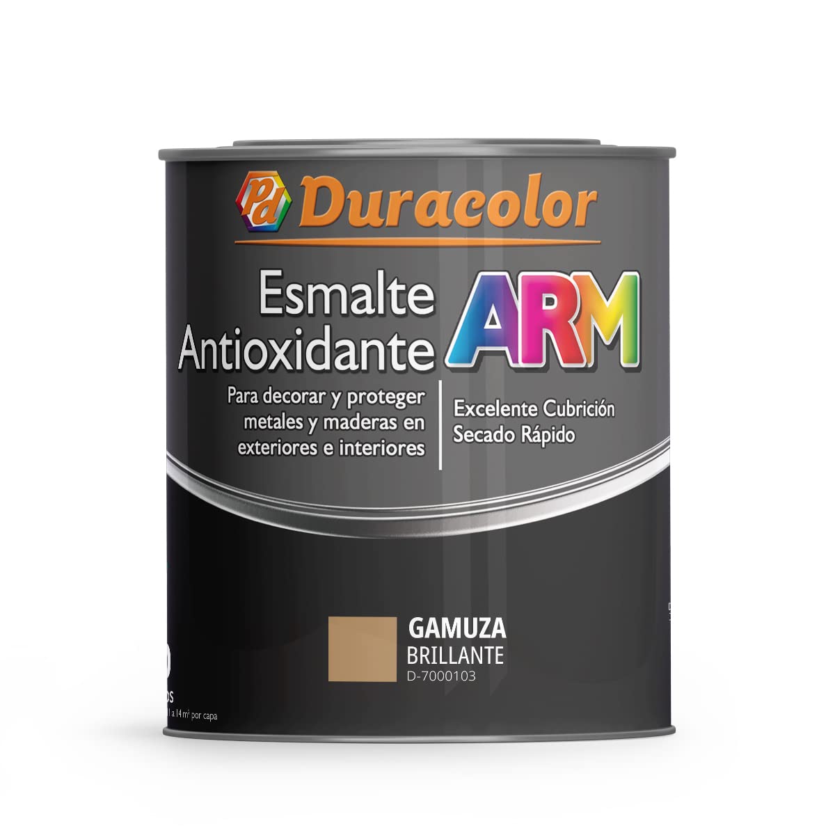 Esmalte Antioxidante ARM - Color Gamuza - 4 Litros - Superficie Exterior e Interior - Acabado Brillante y de Rápido Secado - Excelente Dureza y Resistencia - Duracolor