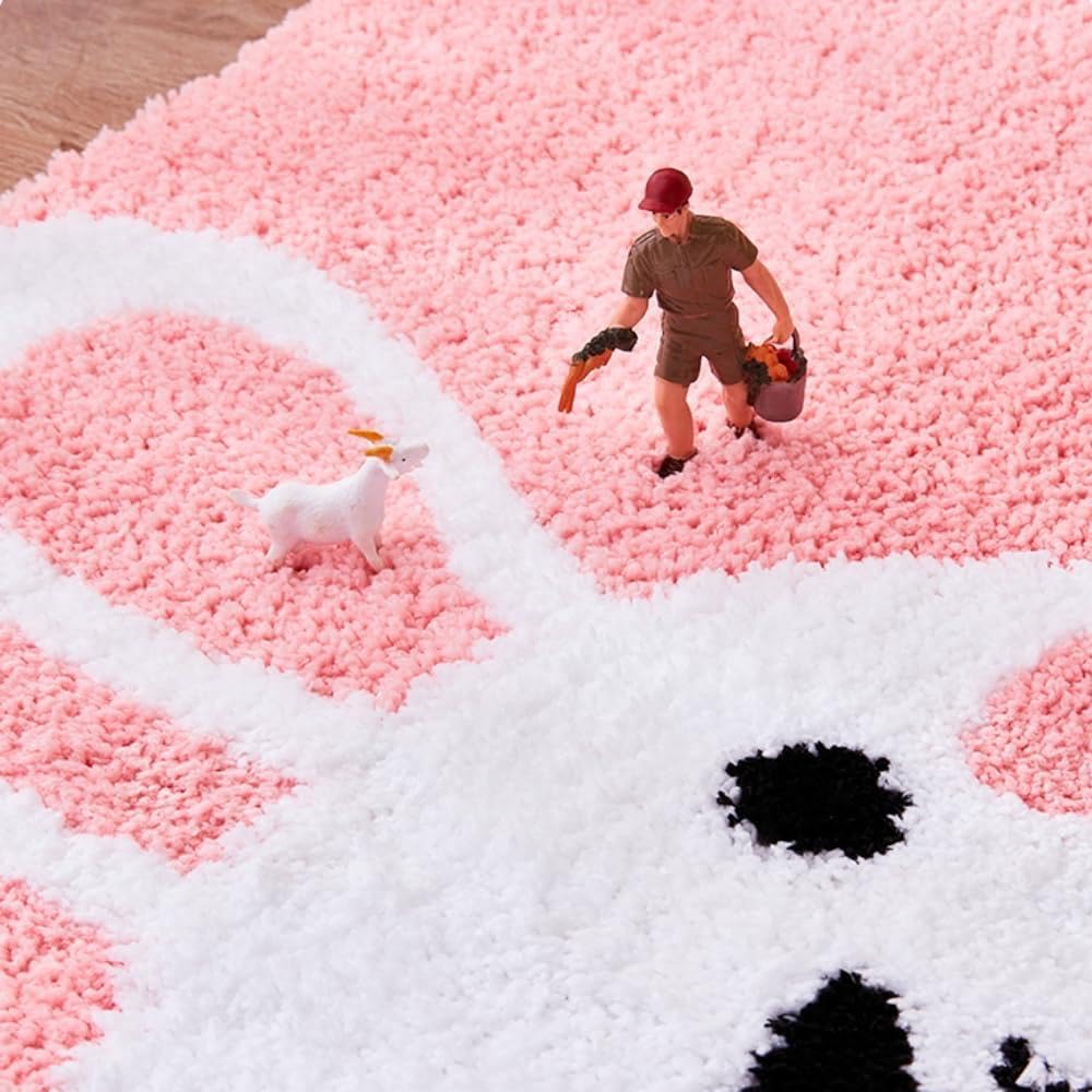 Cute Pink Bunny Bath Mat - Non-Slip & Washable -7