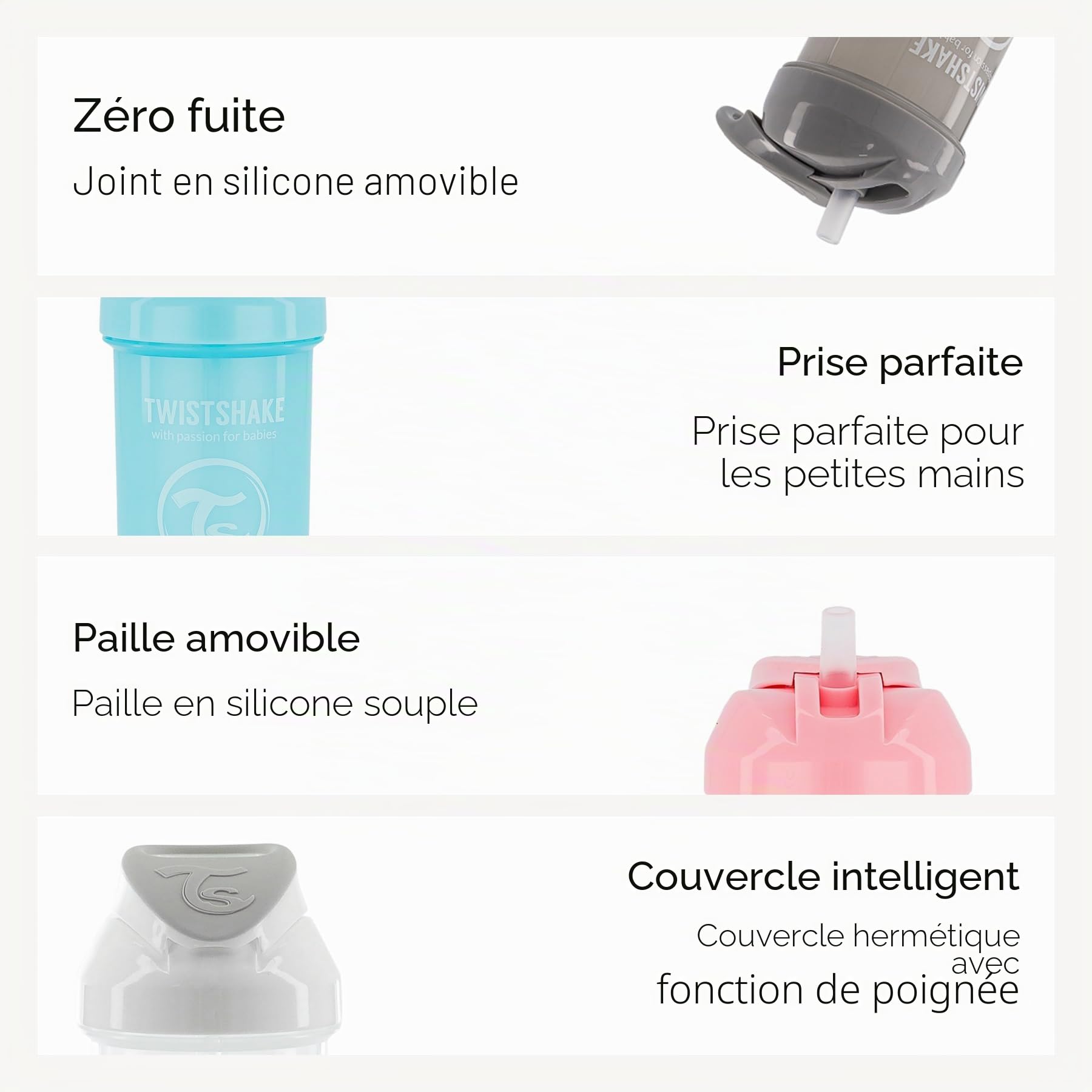 Twistshake Tasse de Paille 360 ml – Gobelet Bébé avec Paille Anti-Fuite – Bouteille d’Eau Anti-Déversement pour Tout-Petits – Tasse de Sevrage Sans BPA – Rose
