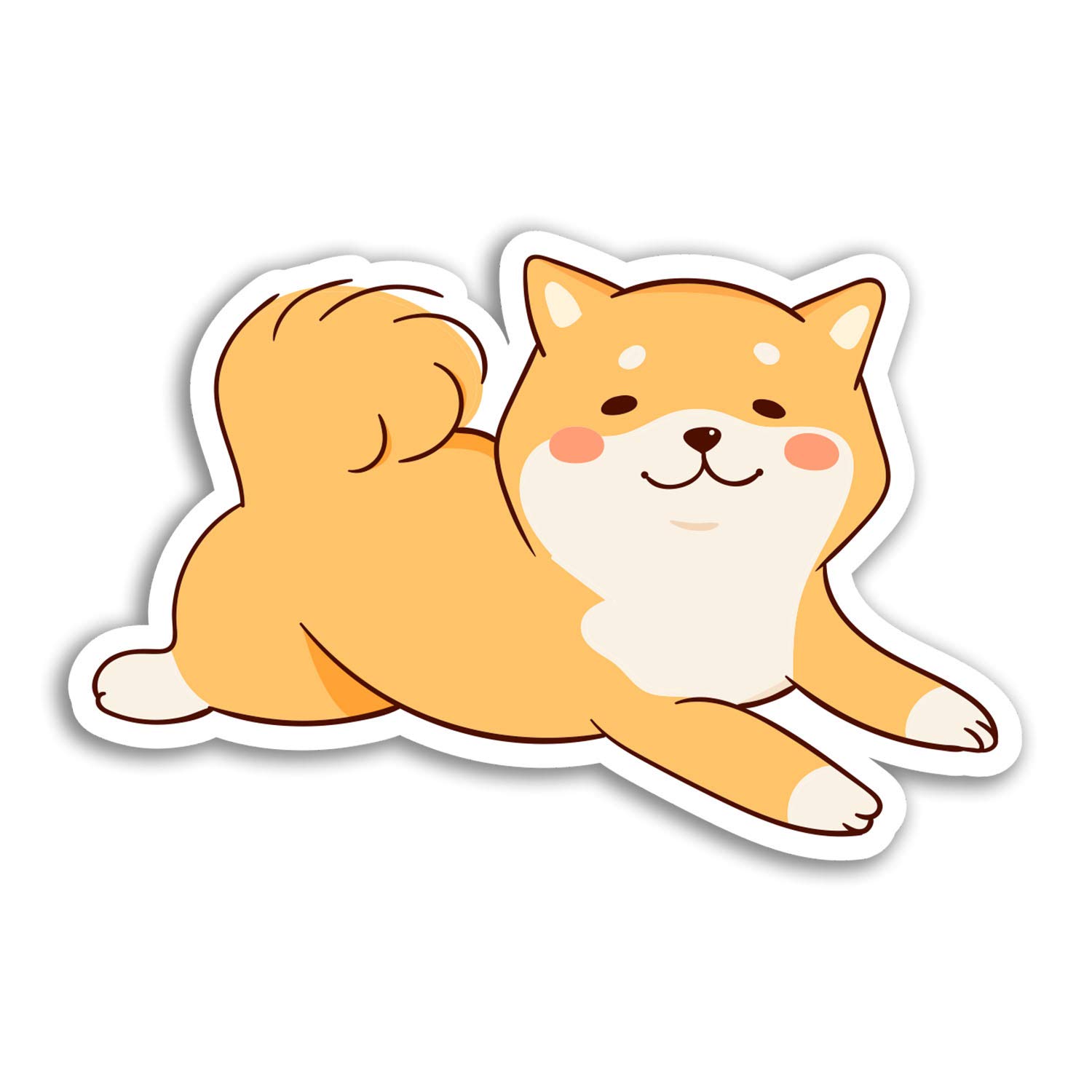2 x 10cm Cartoon Shiba Inu Vinyl Stickers - Fun Dog Puppy Sticker Laptop #18564 (10cm Wide)