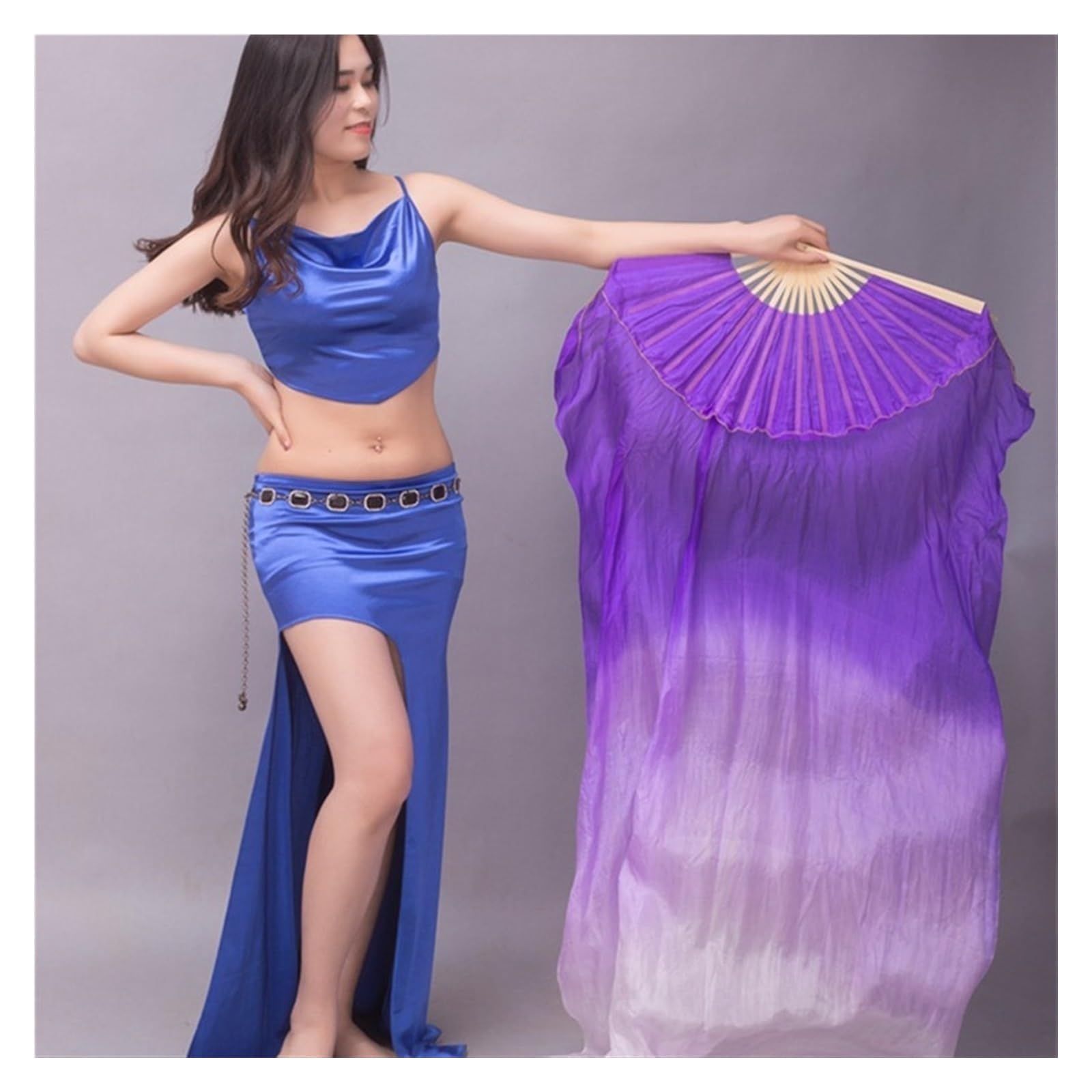 Silks Fani tańca brzucha, dzieci kobiety taniec brzucha s 1 para gradientowy tancerz ćwiczenia długi wachlarz rekwizyty 120 cm/150 cm/180 cm jedwabny wachlarz